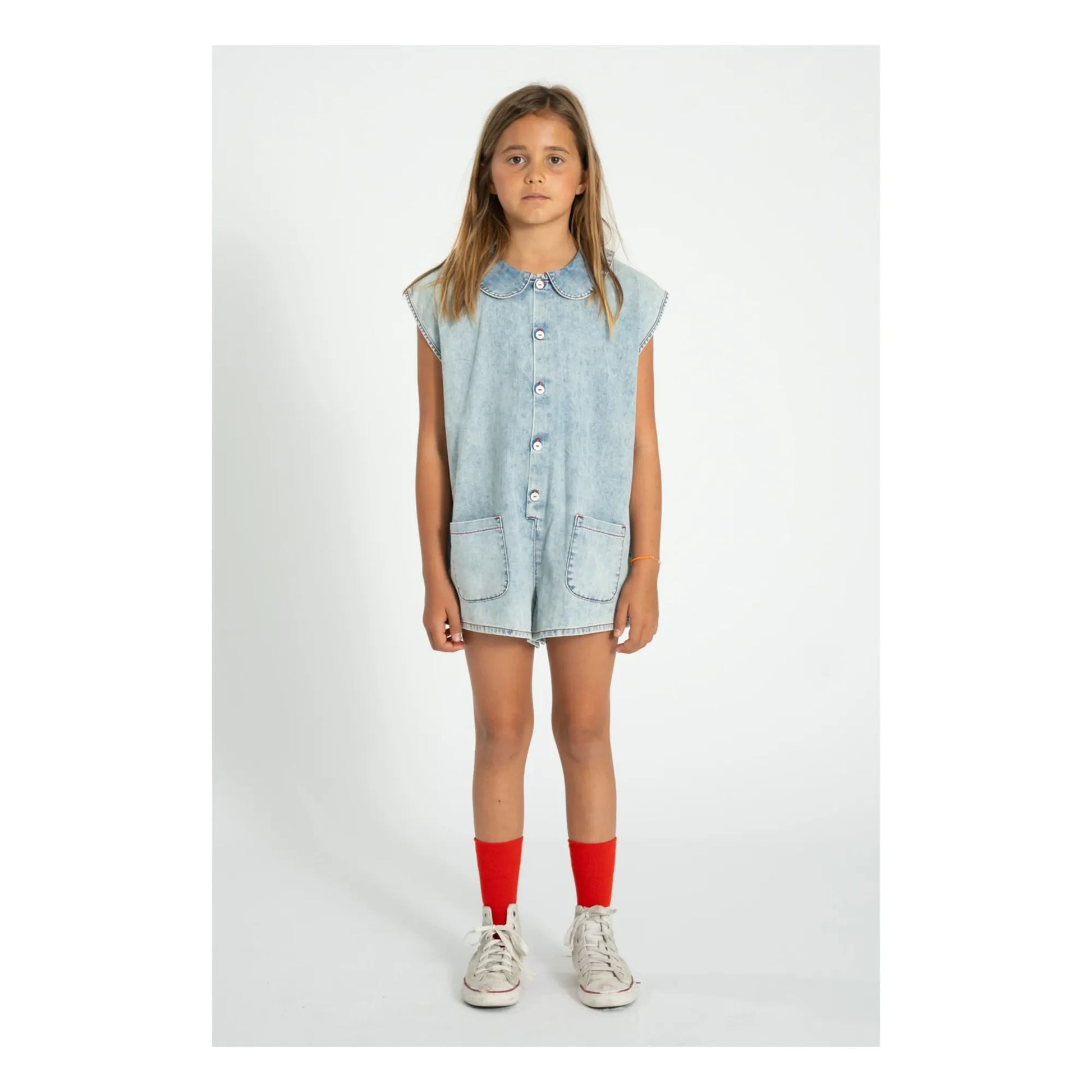 Piupiuchick - Denim Playsuit | Washed blue