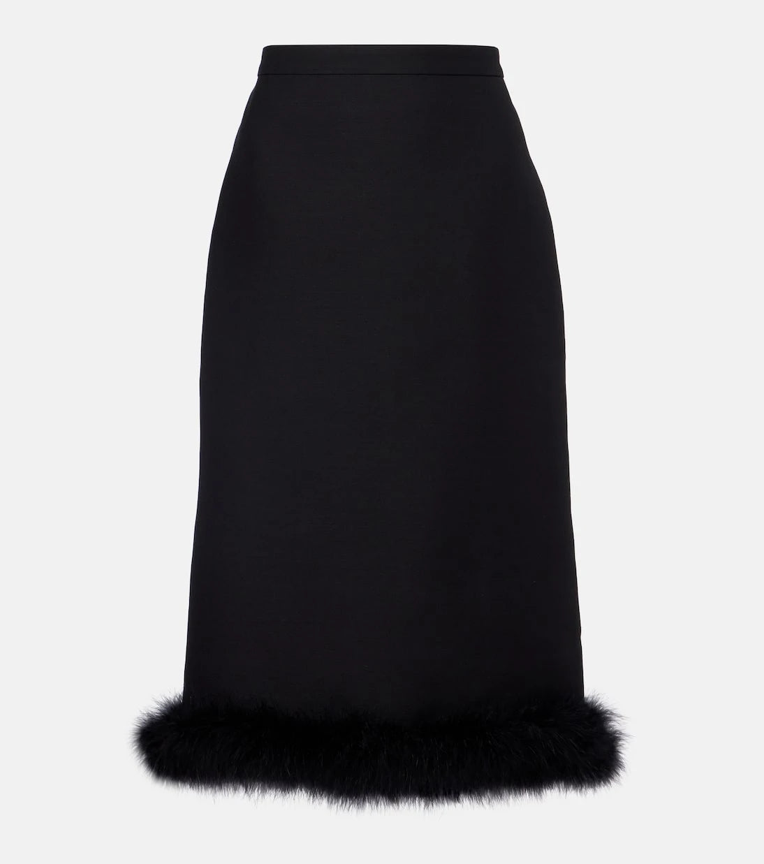 Valentino - Crepe Couture feather-trimmed midi skirt