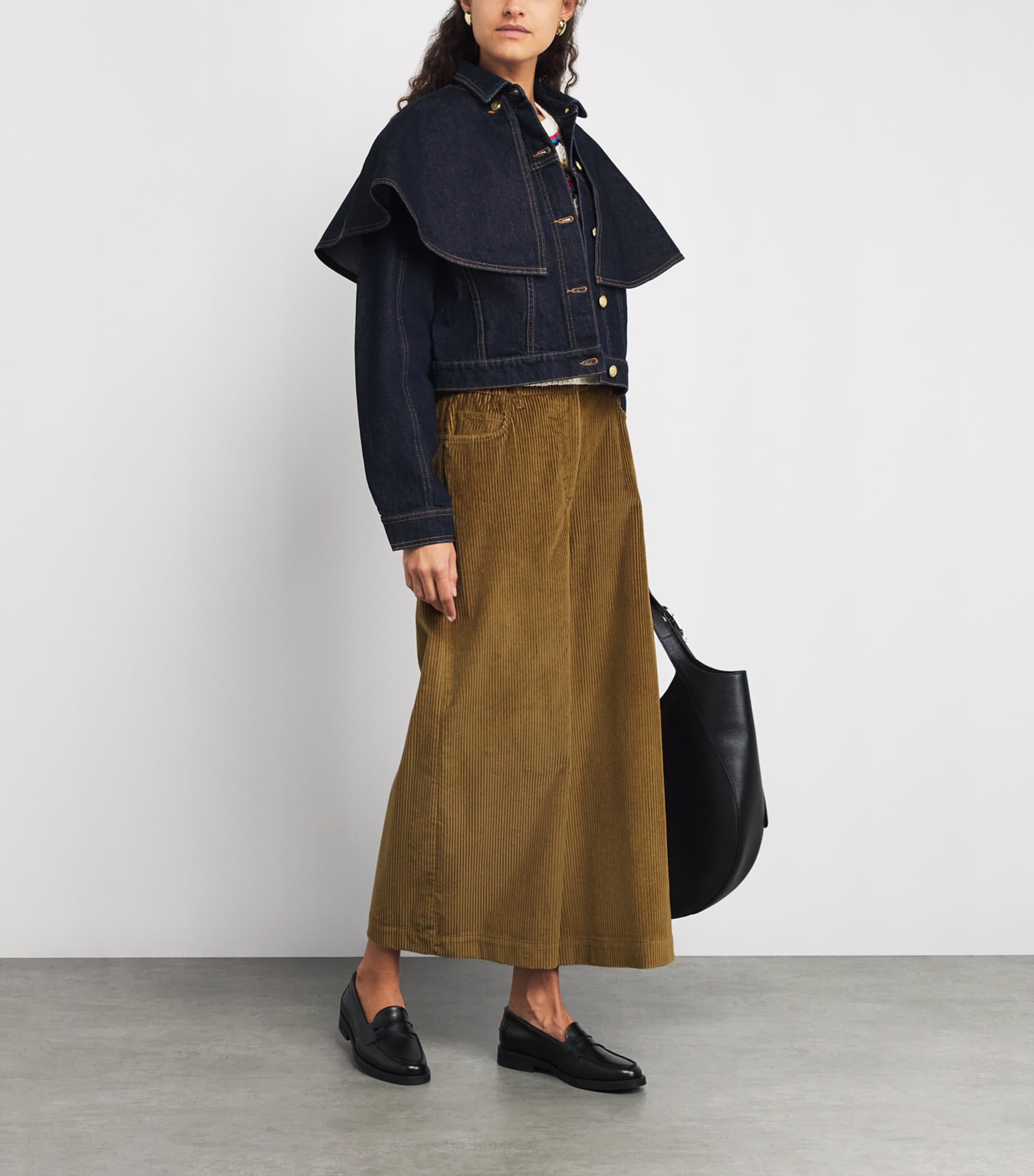 Green Corduroy Wide-Leg Trousers