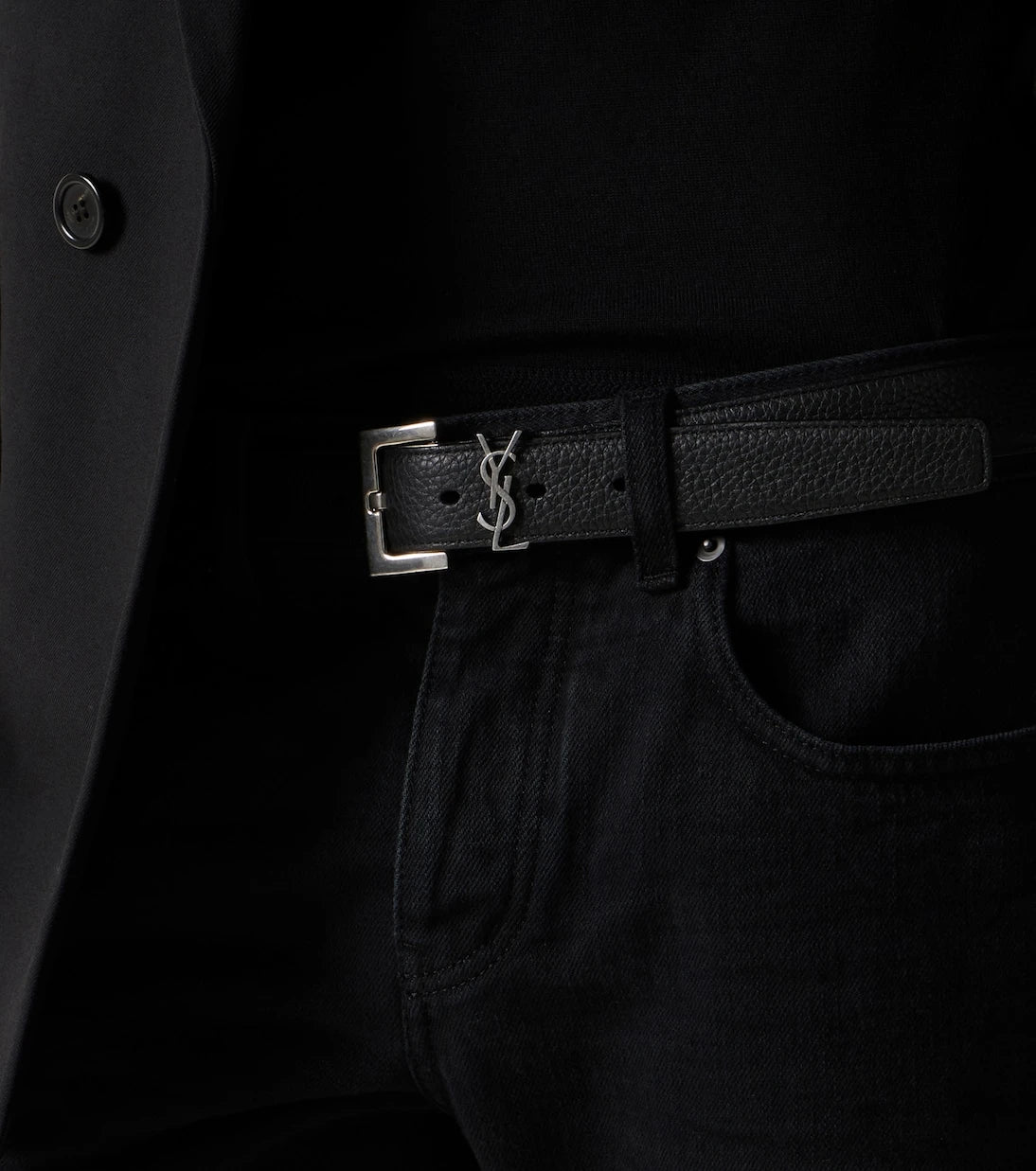Saint Laurent - Slim grained leather belt