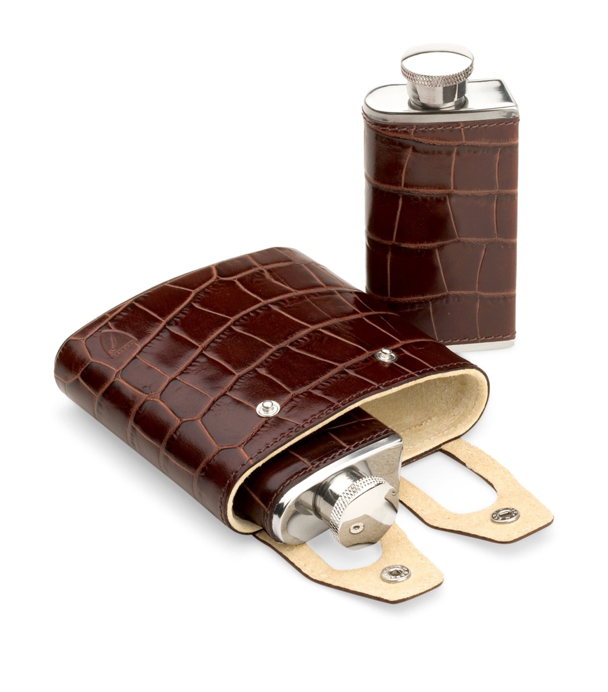 Double Leather Hip Flask