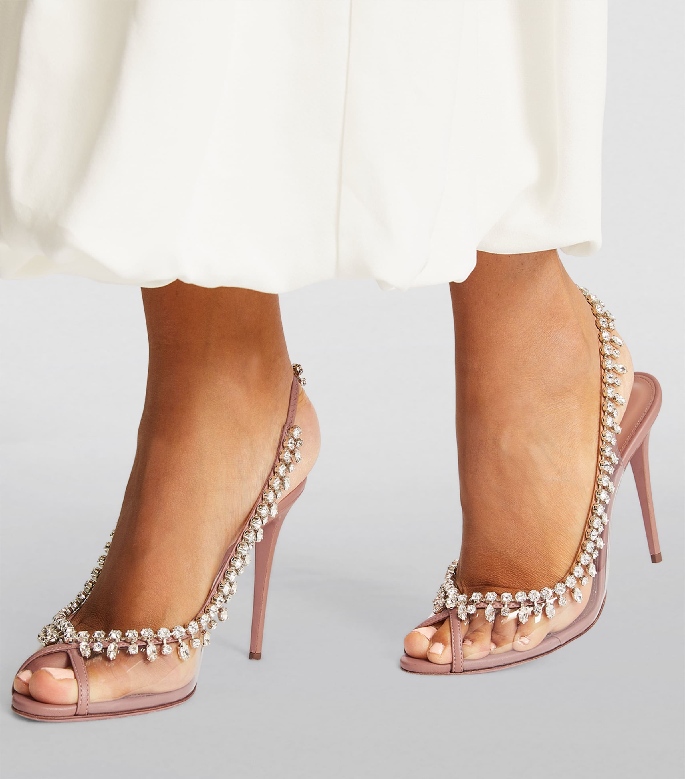 Aquazzura Pink Crystal Temptation Sandals 105