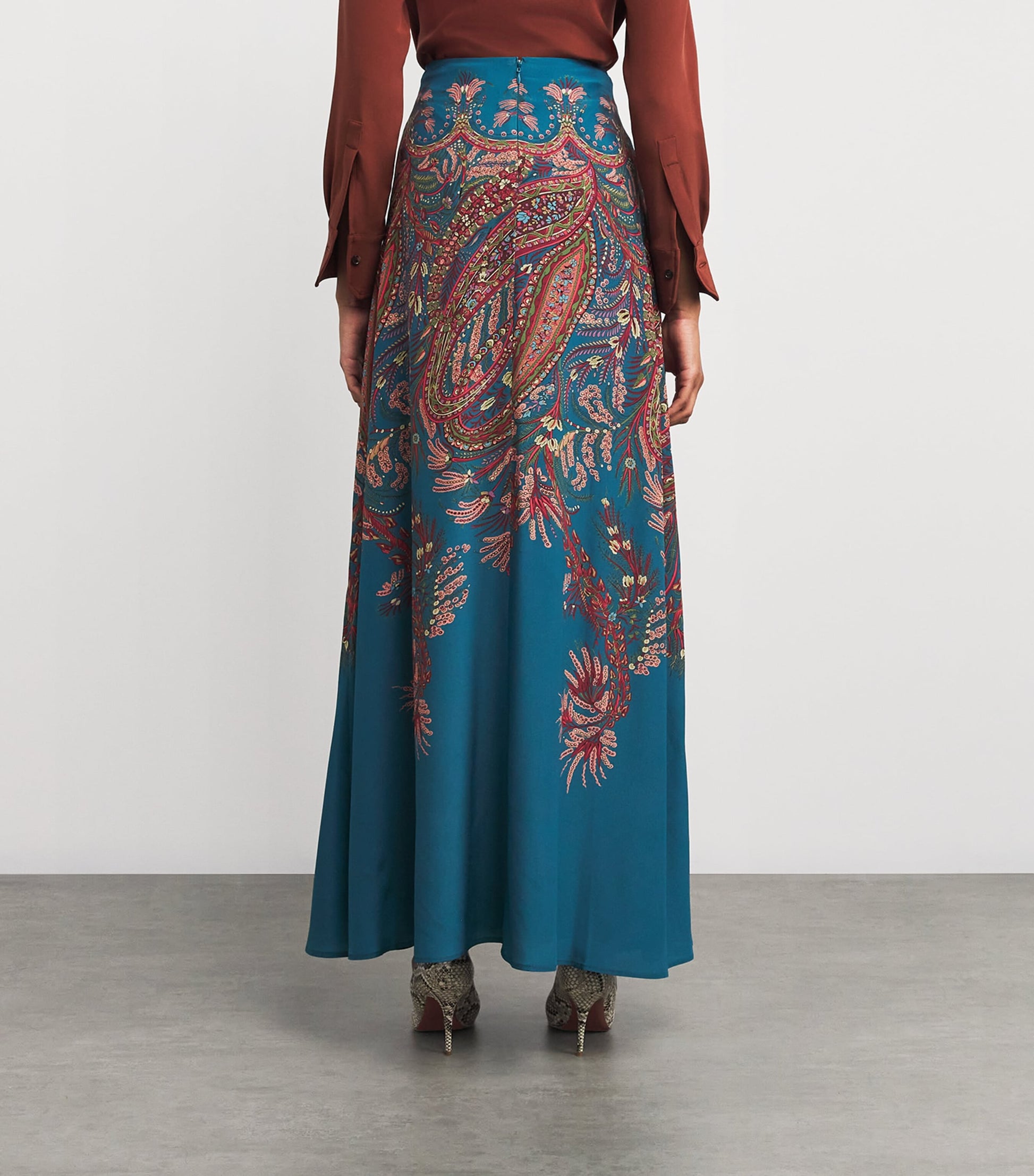 Etro Multi Silk Paisley Maxi Skirt