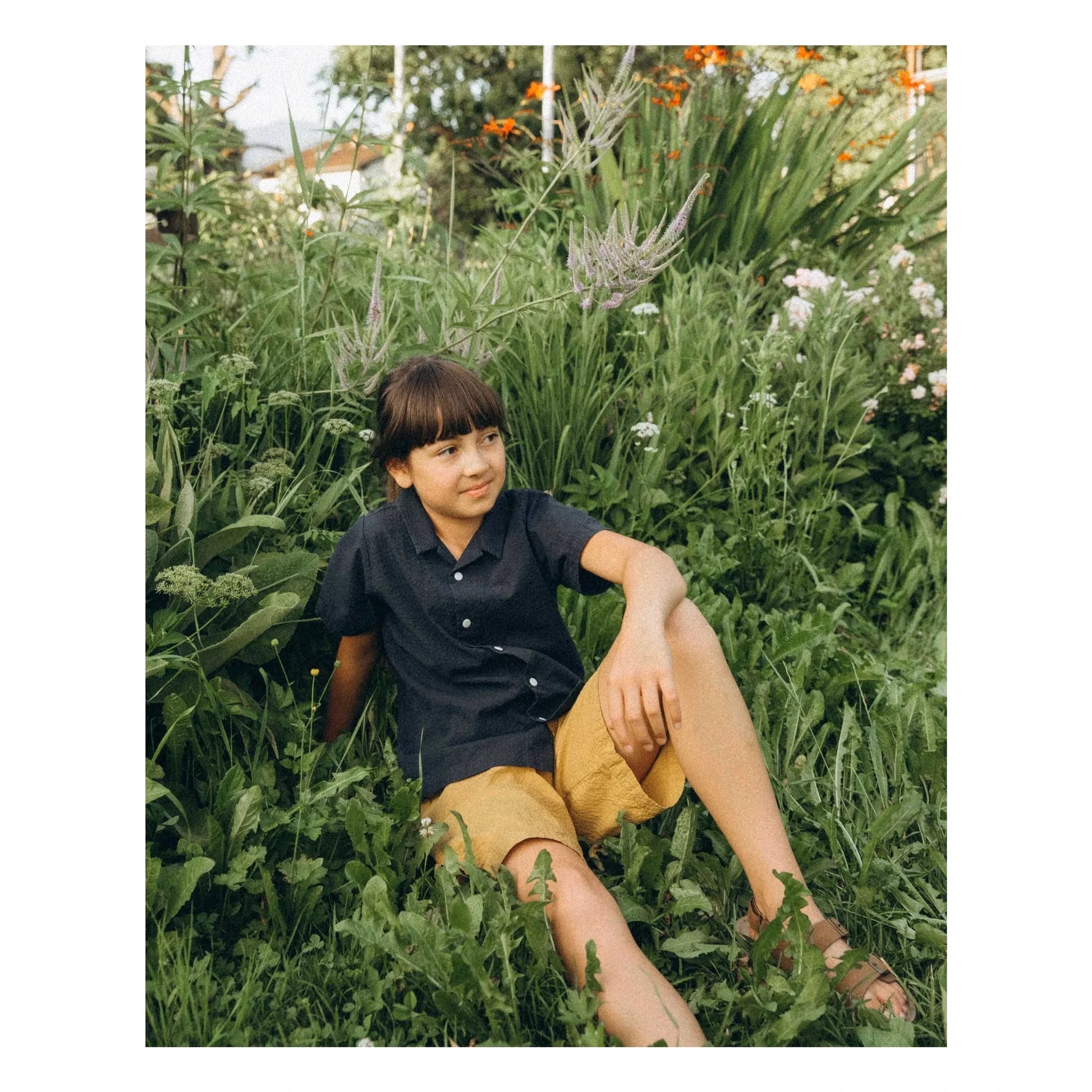 Matona - Plain Organic Cotton Shirt | Navy blue