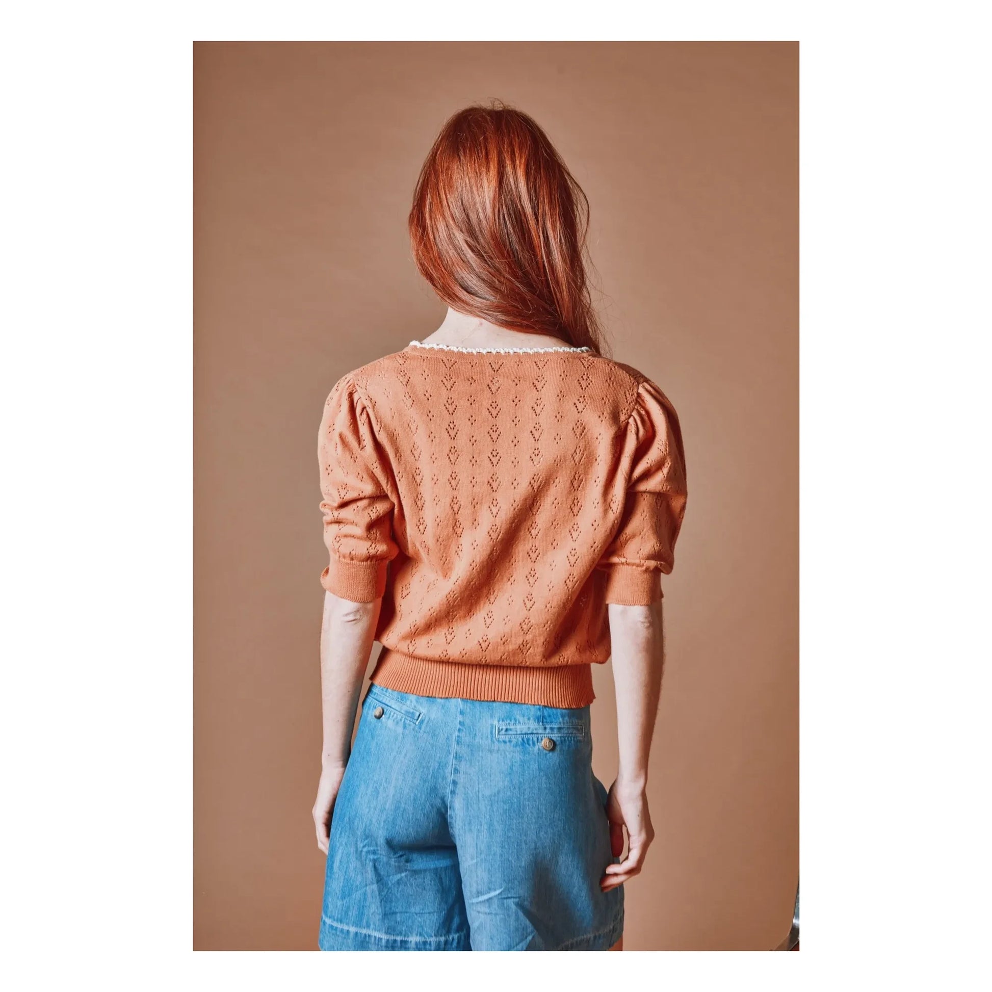 Emile et Ida - Organic cotton openwork cardigan | Cannelle
