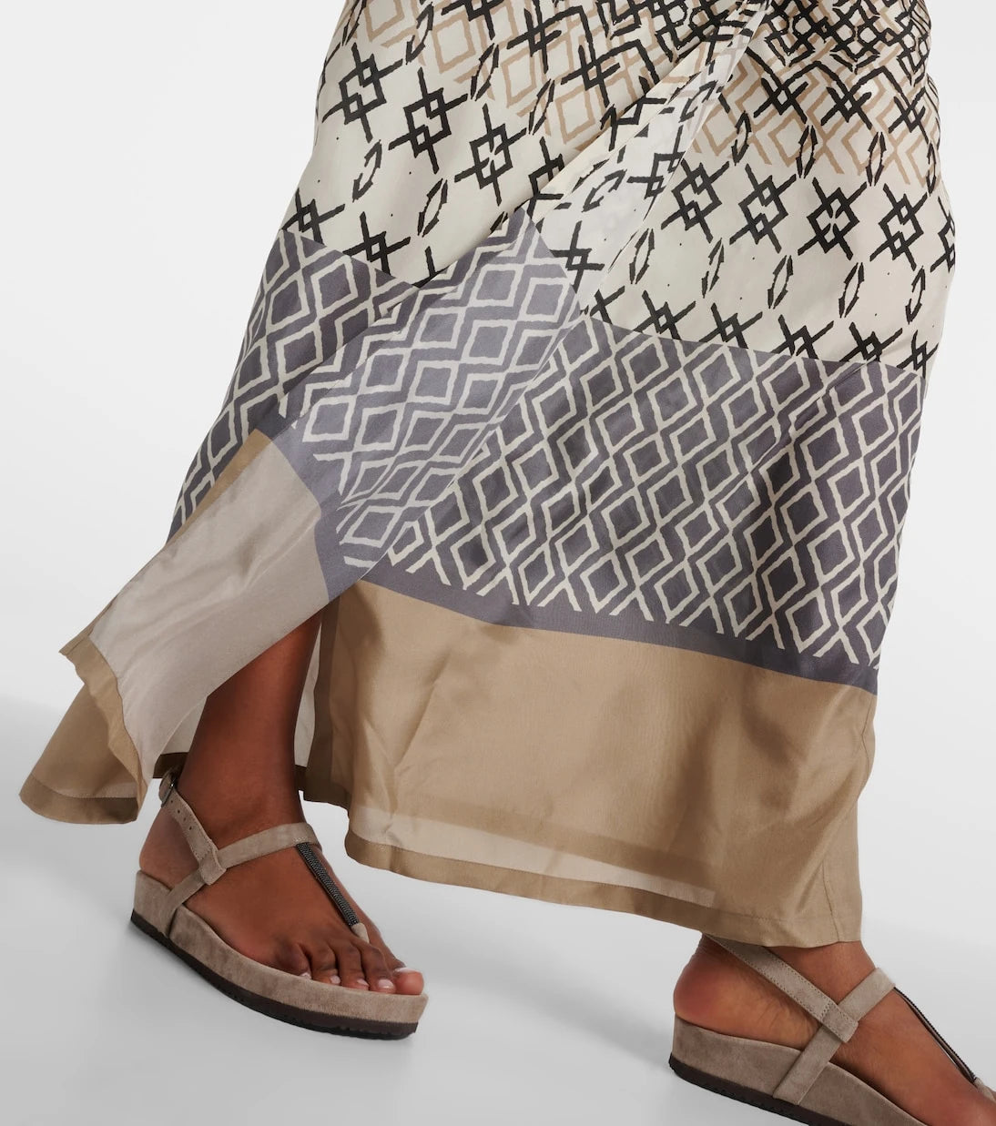Brunello Cucinelli - Printed halterneck silk maxi dress