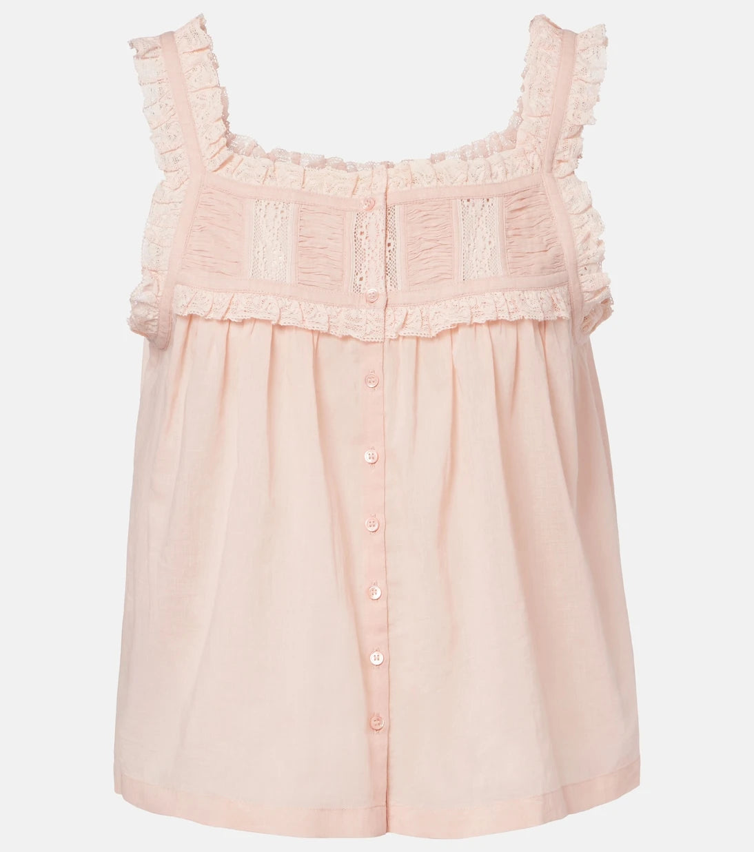 Dôen - Fidella lace-trimmed cotton top