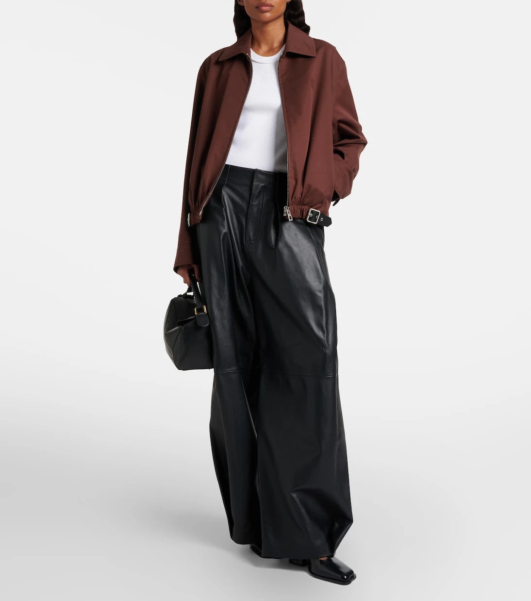 Loewe - Leather barrel-leg pants