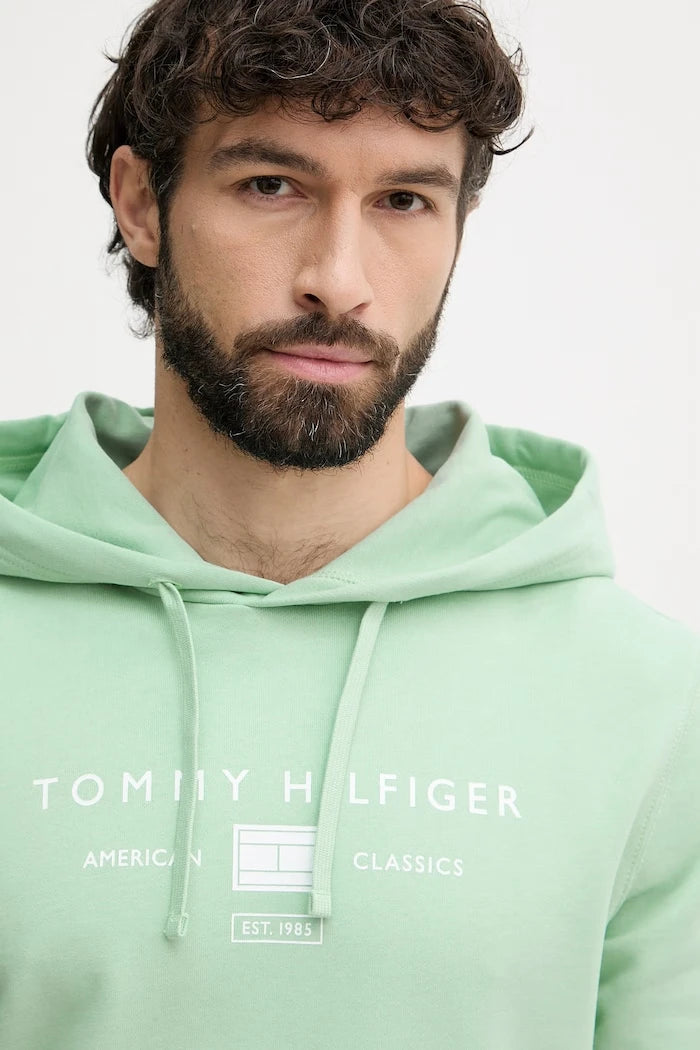 Tommy Hilfiger kapüşonlu erkek pamuklu sweatshirt