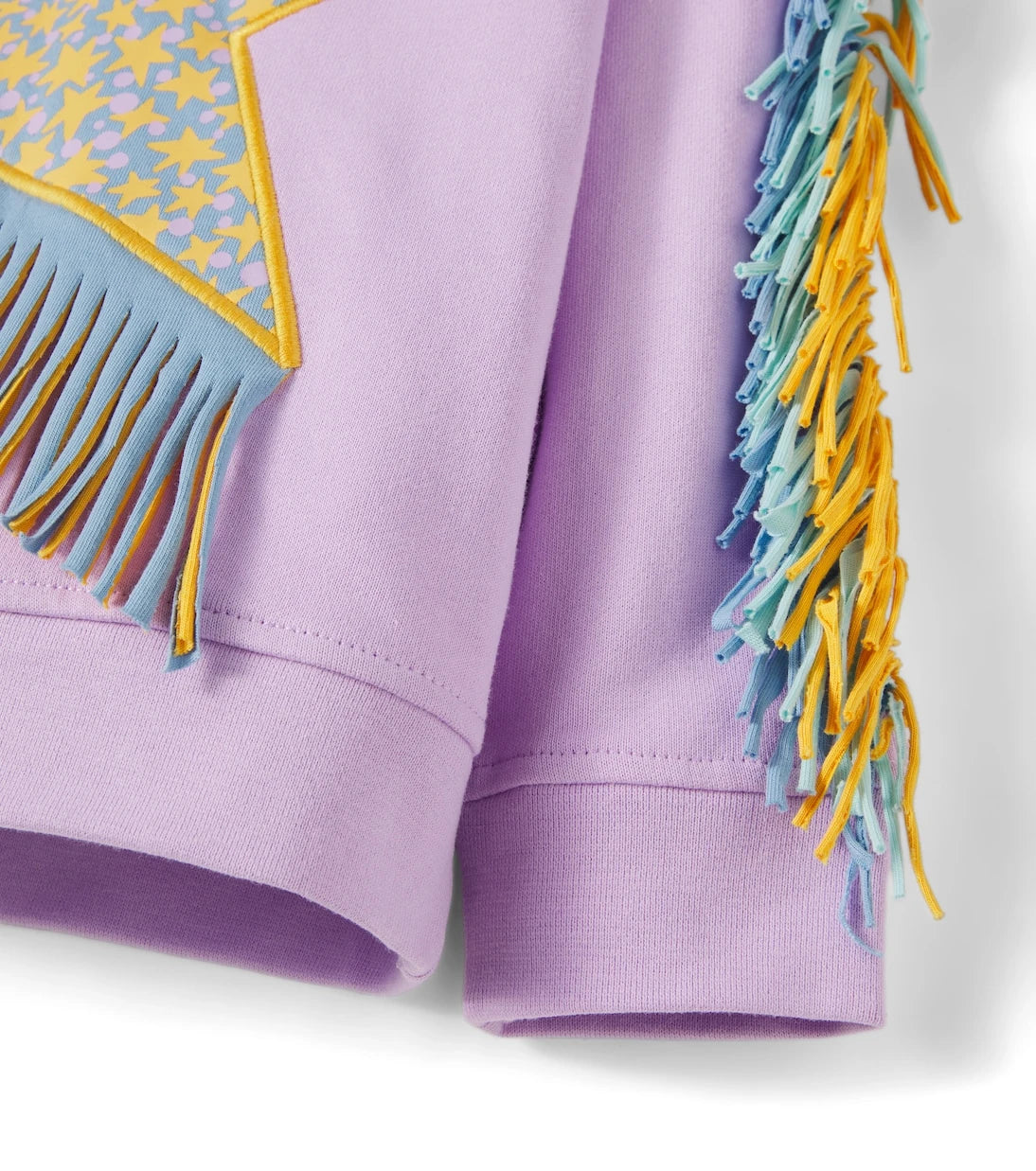 Stella McCartney Kids - سويت شيرت من جيرسيه القطن المطبوع بأهداب