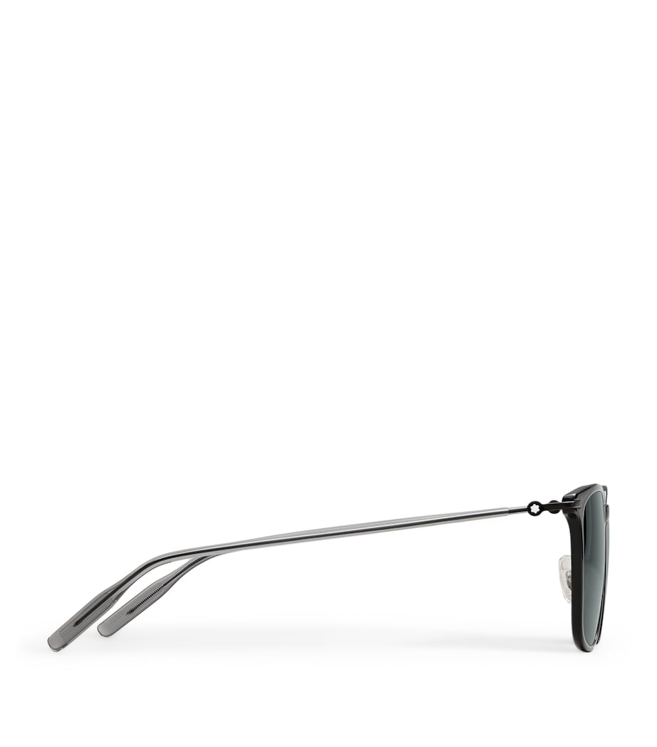 Montblanc Black Injected Rectangular Sunglasses