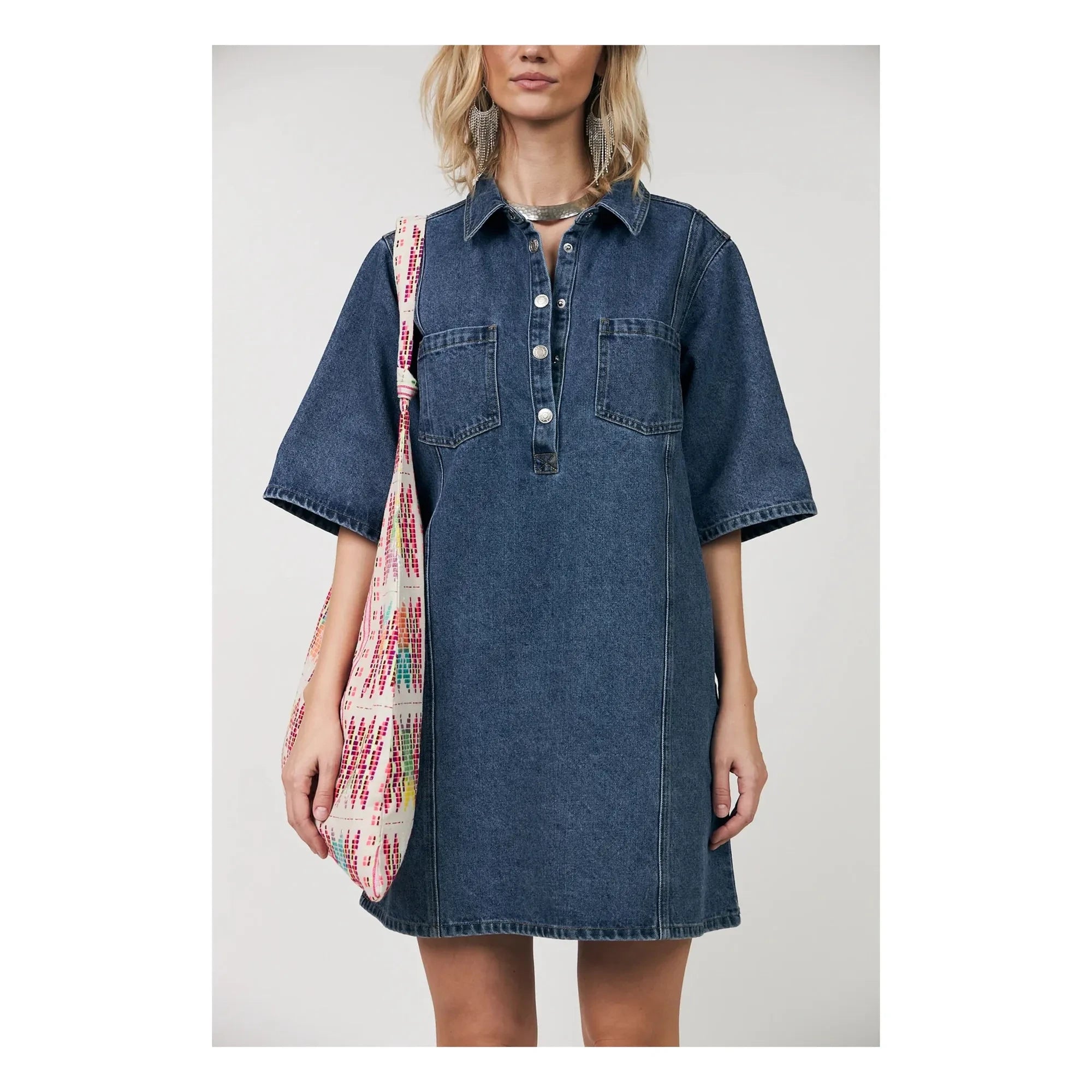 Lollys Laundry - Mola Cotton Dress | Denim blue