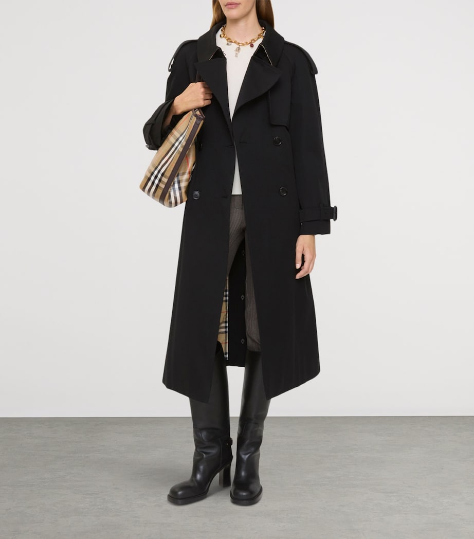 Burberry Black Gabardine Fitzrovia Long Trench Coat