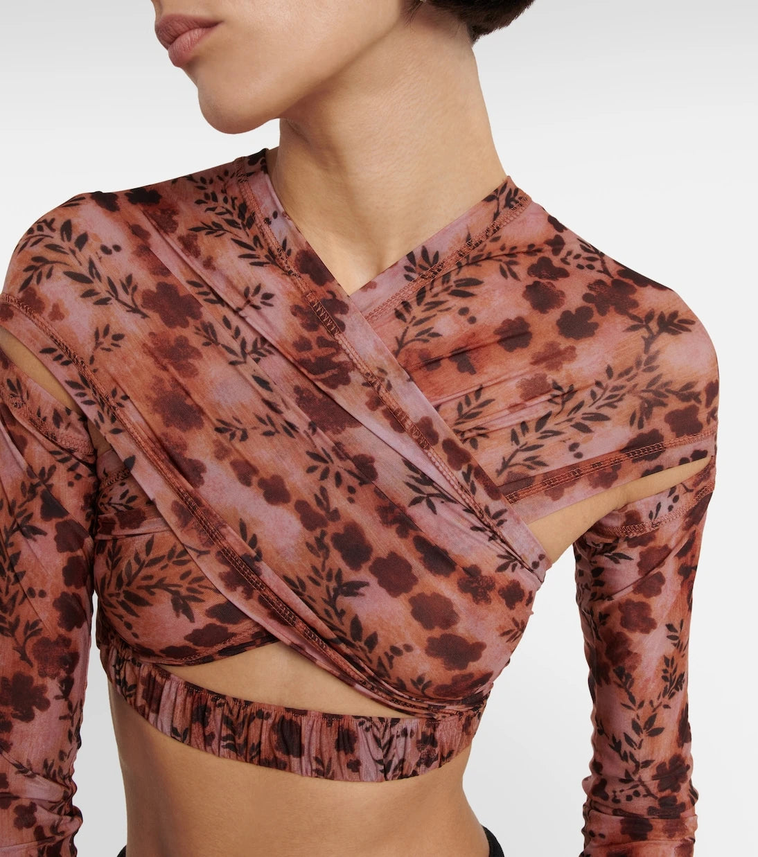 KNWLS - Anti Cross Over floral jersey crop top
