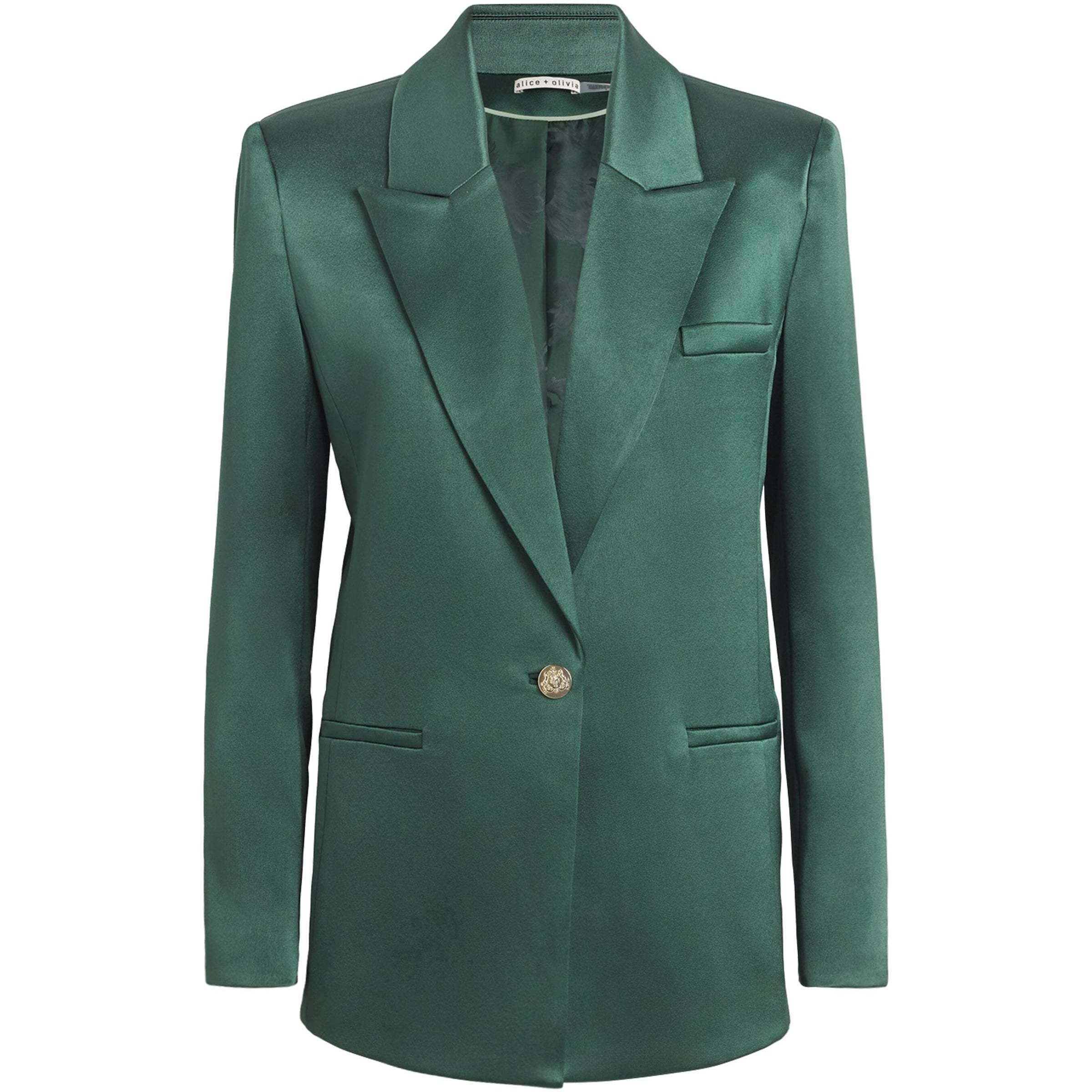 Alice+Olivia Green Satin Silas Blazer
