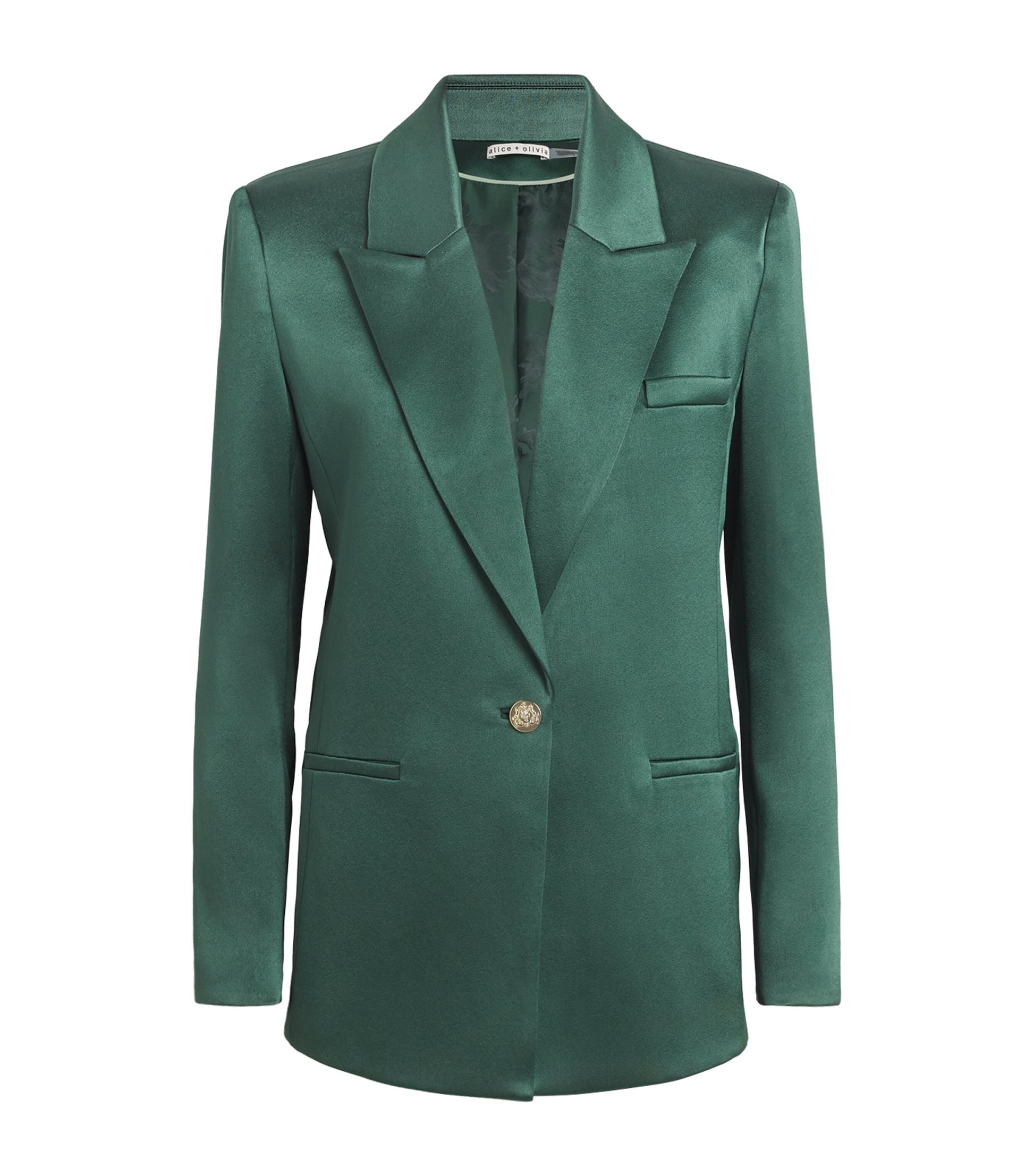 Alice+Olivia Green Satin Silas Blazer