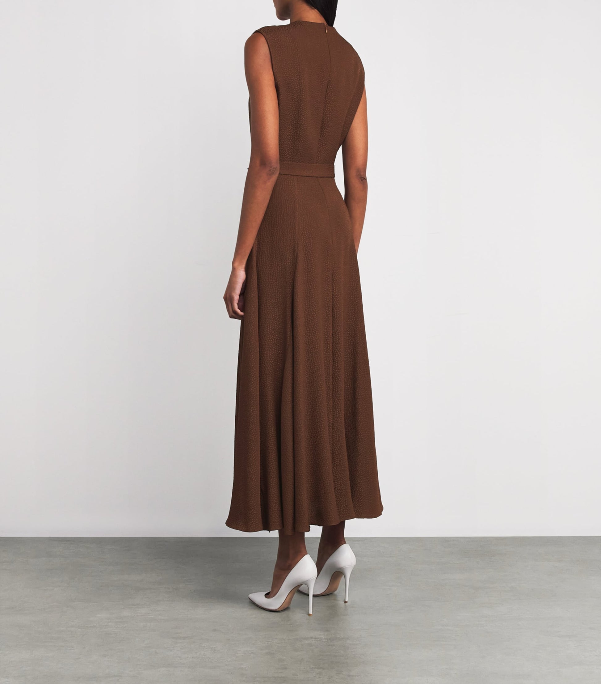 Edeline Lee Brown Textured Jete Midi Dress