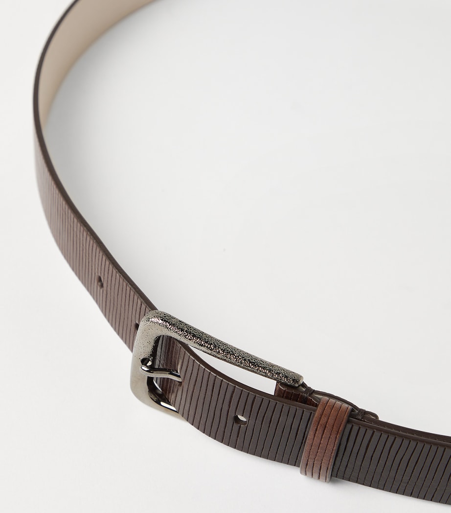 Brunello Cucinelli Brown Carved Leather Belt