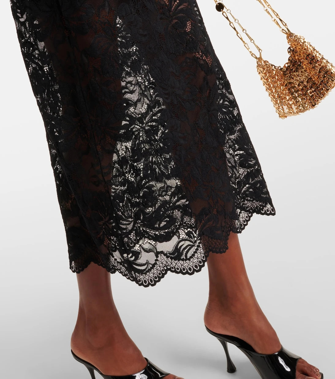 Rabanne - Floral lace midi skirt