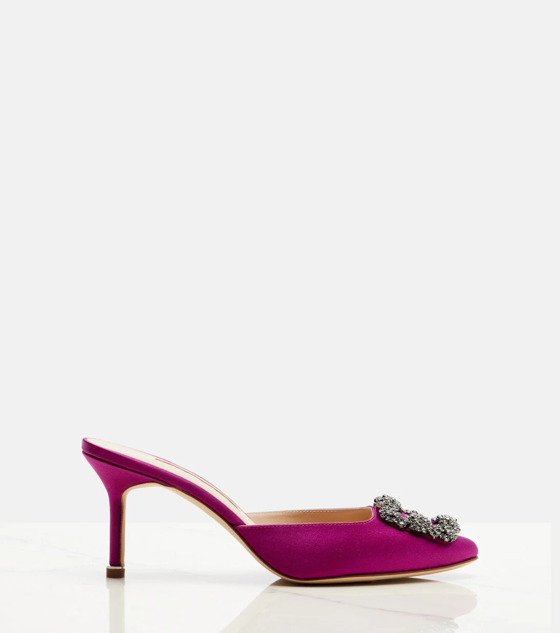 Manolo Blahnik - Hangisimu 70 embellished satin mules