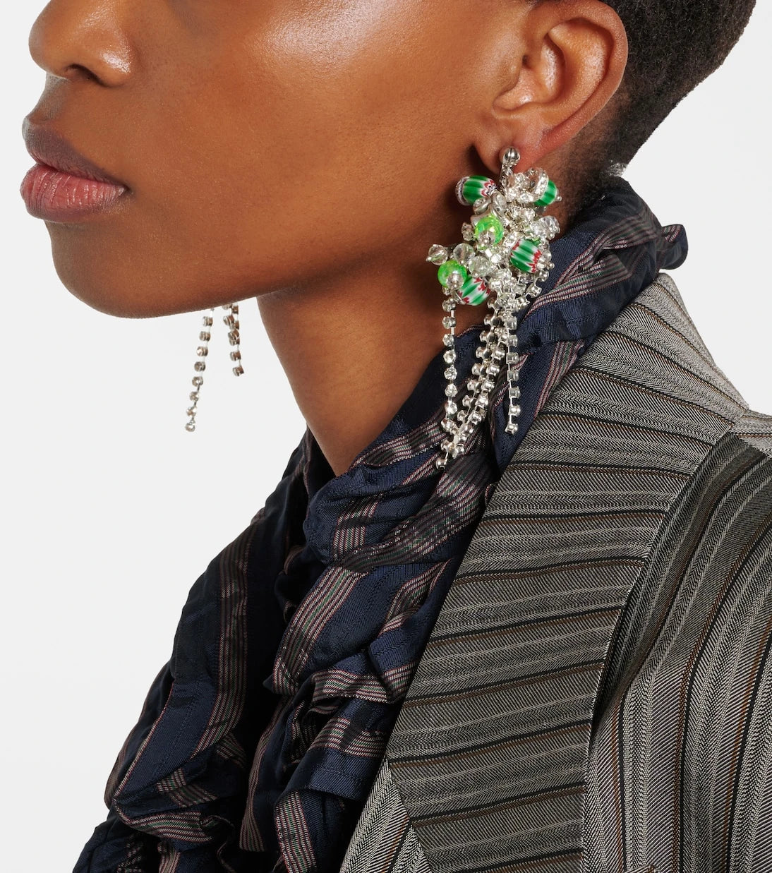 Dries Van Noten - Kristal Süslemeli Sallantılı Küpeler