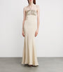 Roland Mouret Ivory Silk Embellished Halterneck Maxi Dress