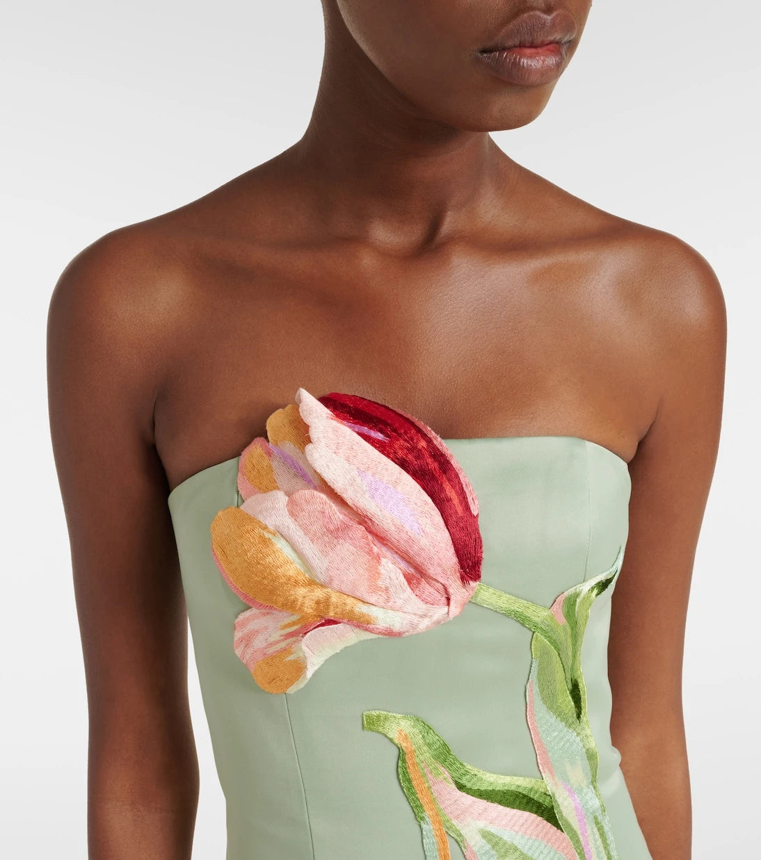 Leo Lin - Marilyn floral-appliqué bustier dress