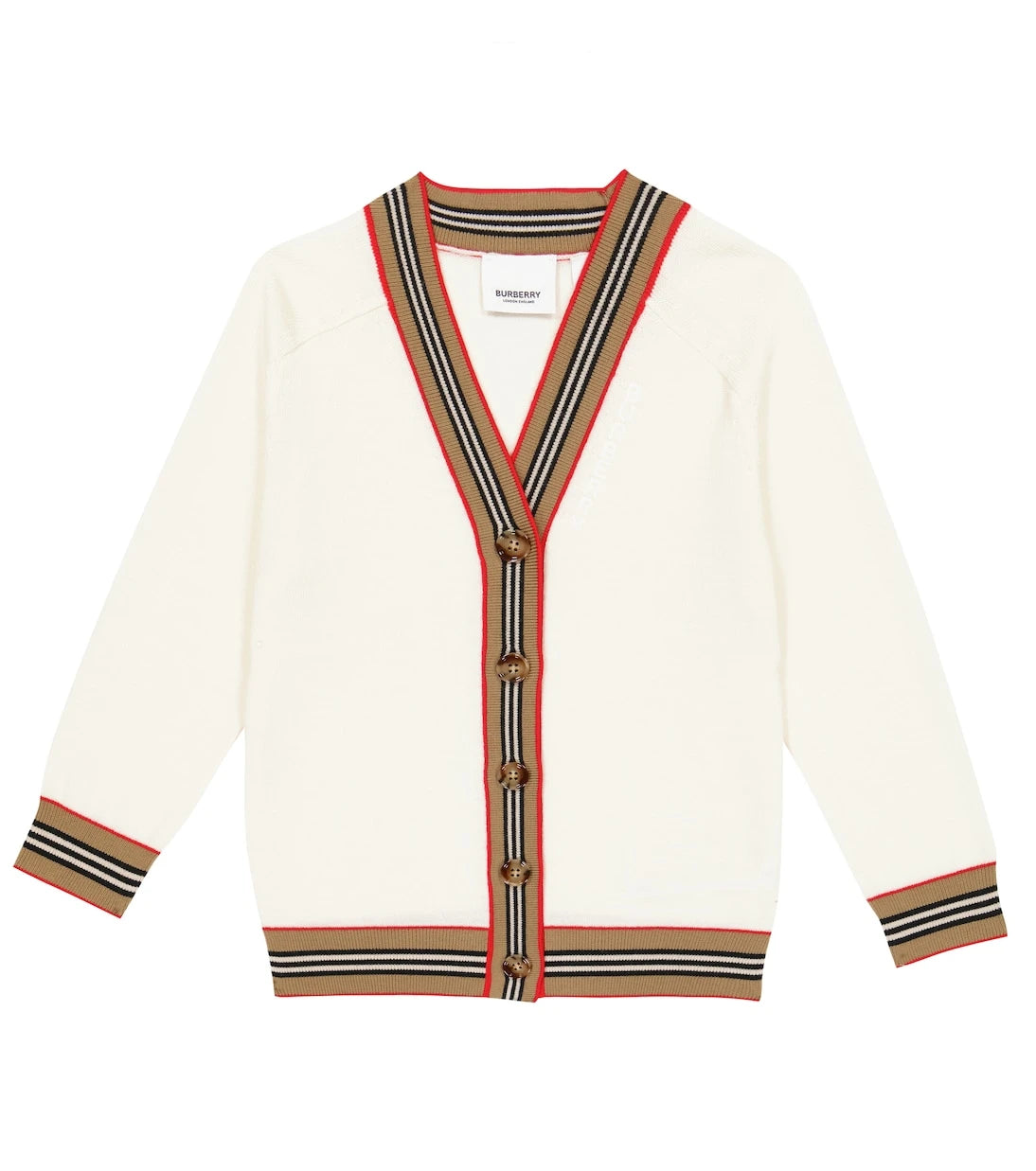Burberry Kids - كارديغان صوف بطبعة الخط الأيقونية