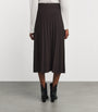 STAUD Brown Ribbed Lena Midi Skirt