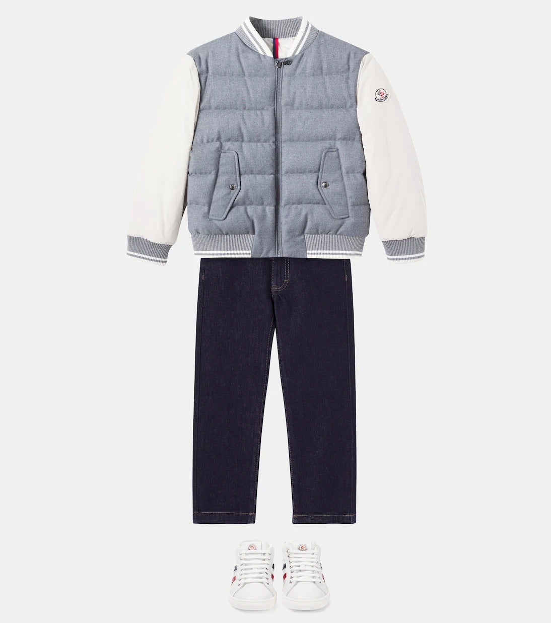Moncler Enfant - Alvaro wool flannel down varsity jacket