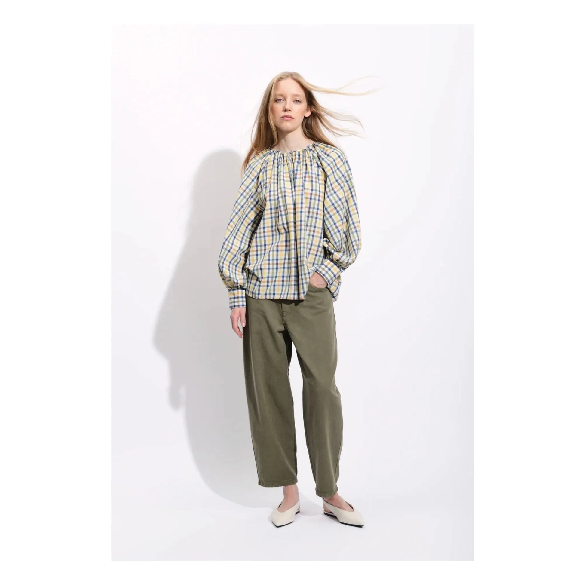 BELLEPIECE - Ernesto Cotton plaid blouse | Blue