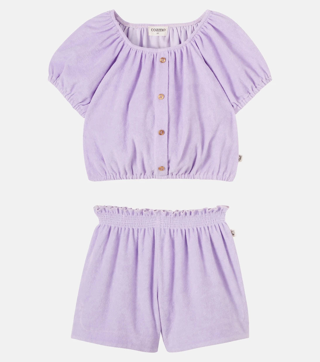 Cozmo - Judy cotton-blend terry top and shorts set