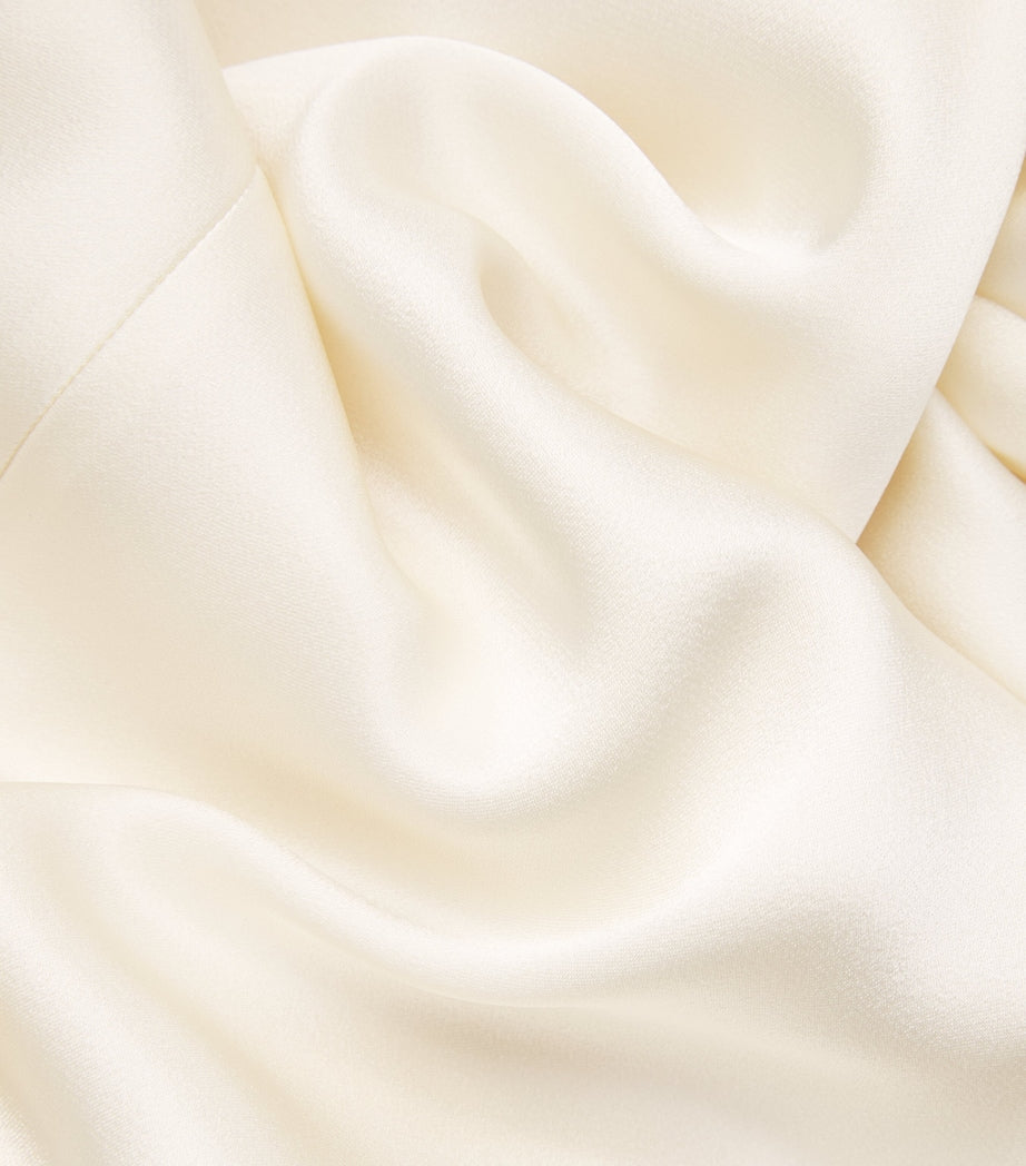 LAPOINTE Ivory Satin Draped Midi Dress