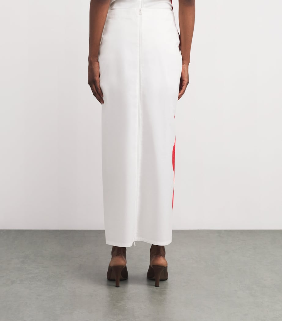 Red Cotton-Blend Knit As Represented Maxi Skirt