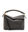 LOEWE Grey Small Leather Puzzle Edge Top-Handle Bag