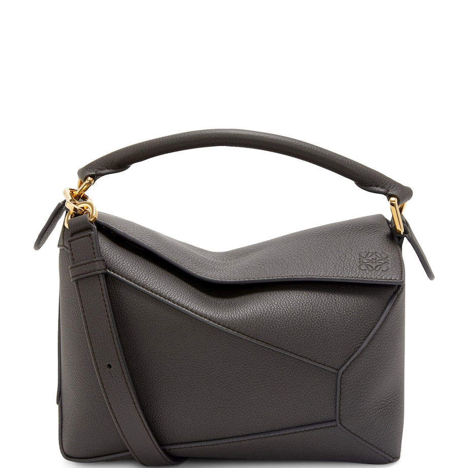 LOEWE Grey Small Leather Puzzle Edge Top-Handle Bag