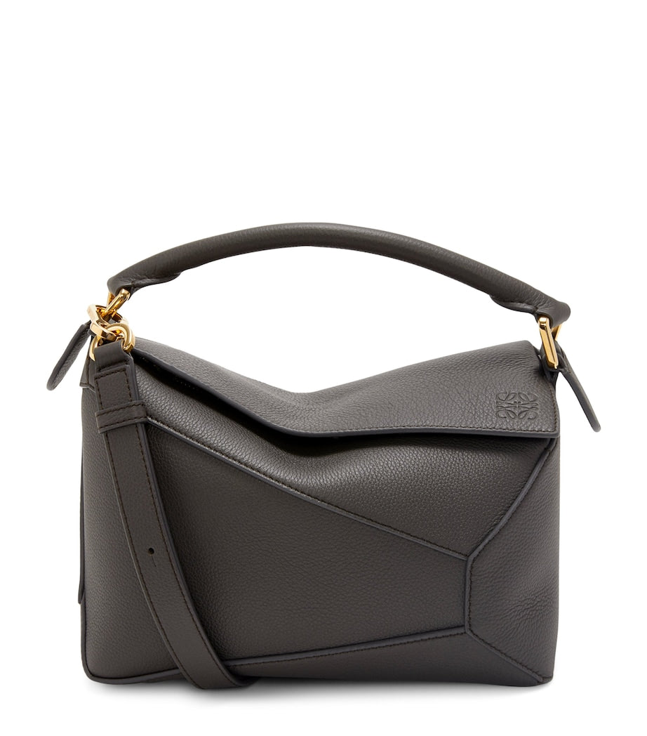 LOEWE Grey Small Leather Puzzle Edge Top-Handle Bag