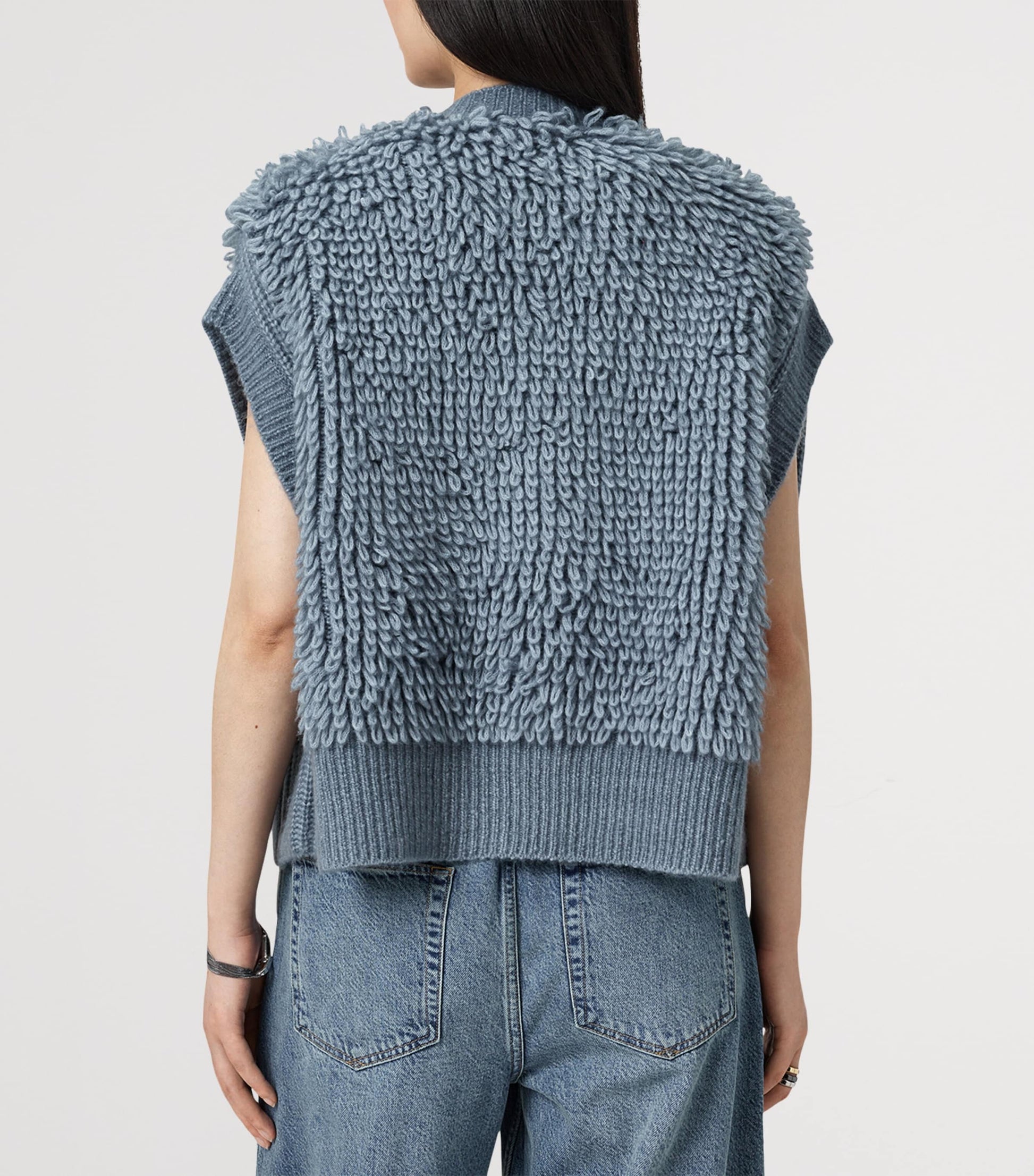 Wool-Blend Open-Front Elias Gilet SLATE BLUE