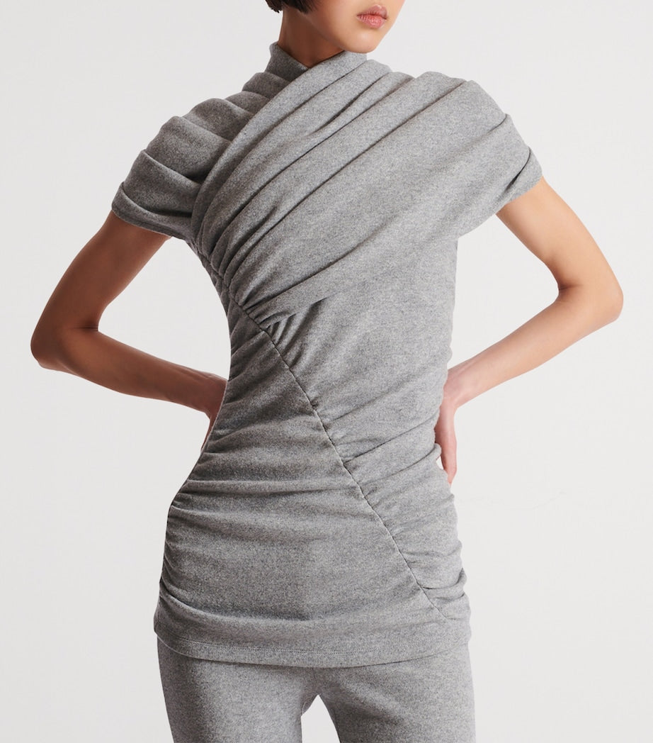 Balmain Grey Draped Knit Top