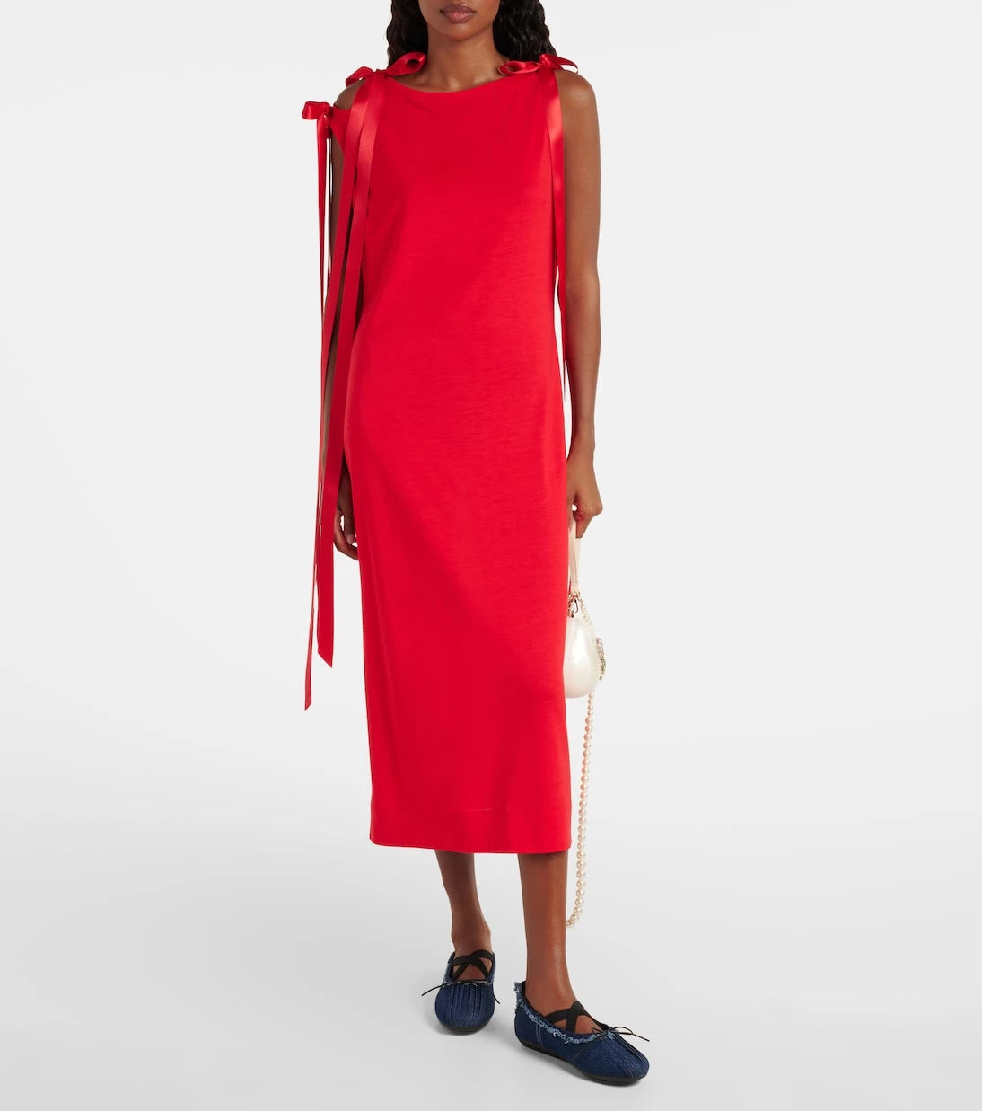 Simone Rocha - حذاء الباليه المسطح المصنوع من الدنيم بتصميم Ballerina Grip