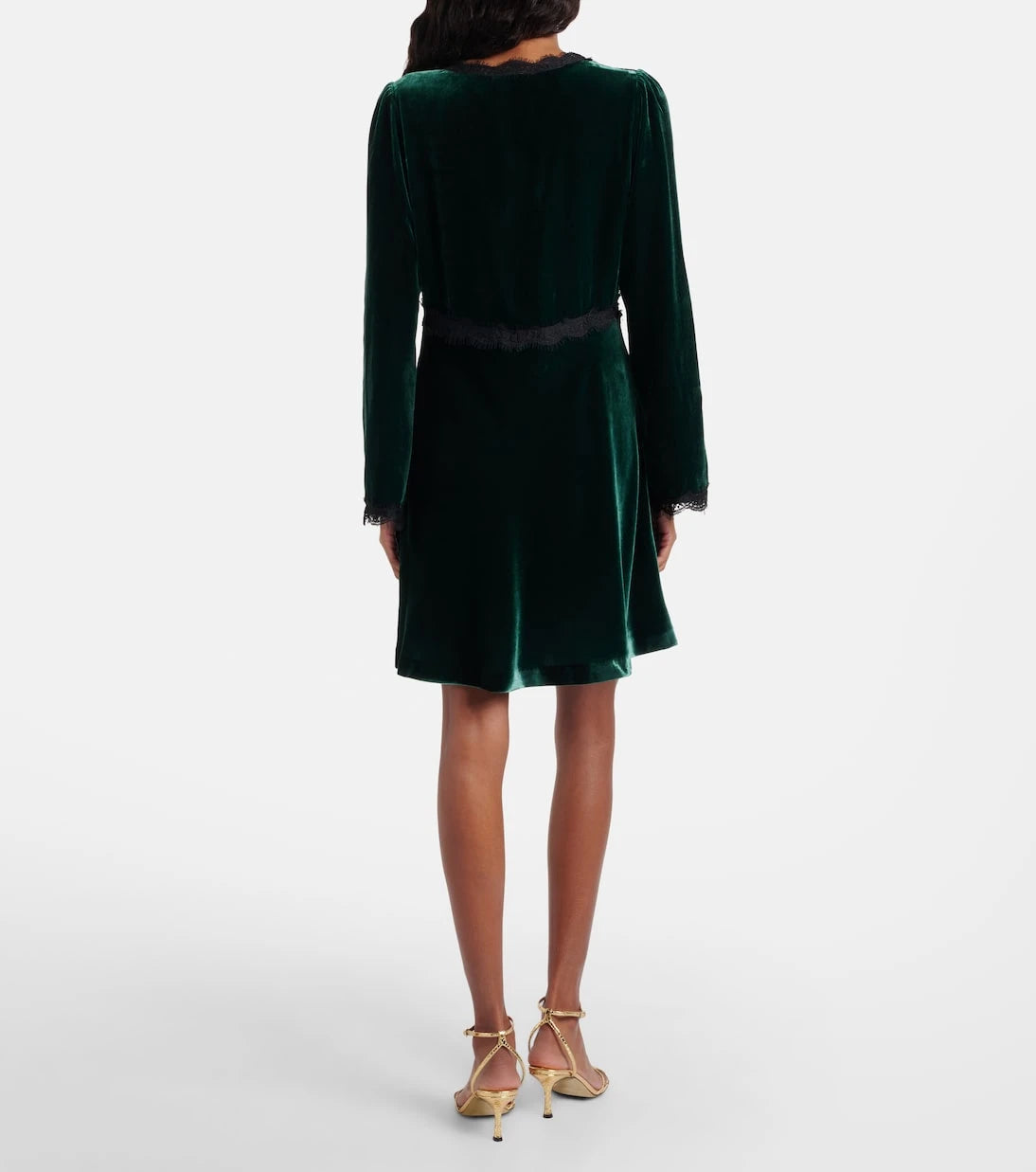 Rixo - Macie lace-trimmed velvet minidress
