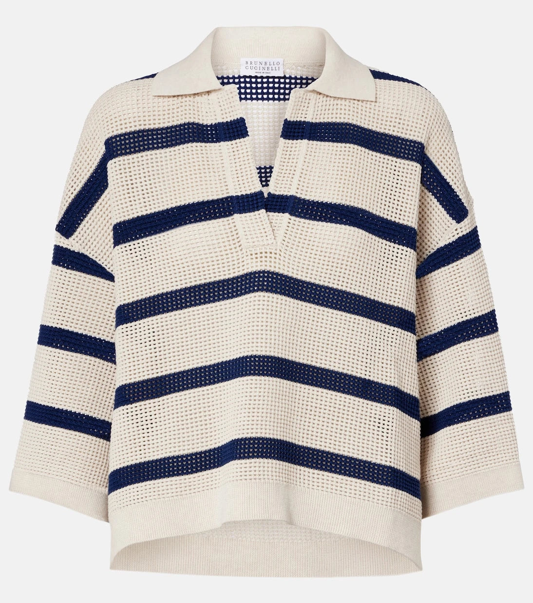 Brunello Cucinelli - Striped cotton polo sweater