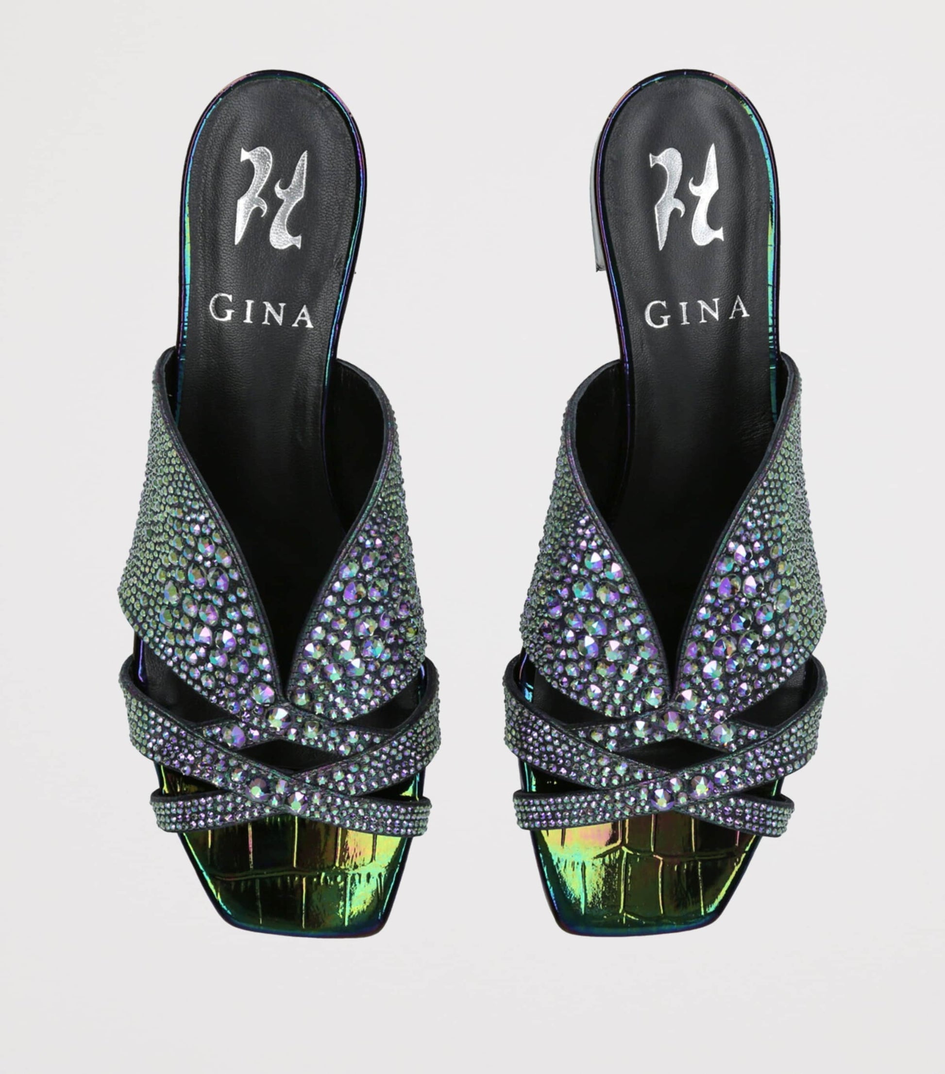 Leather Croc-Embossed Stevie Mules 35