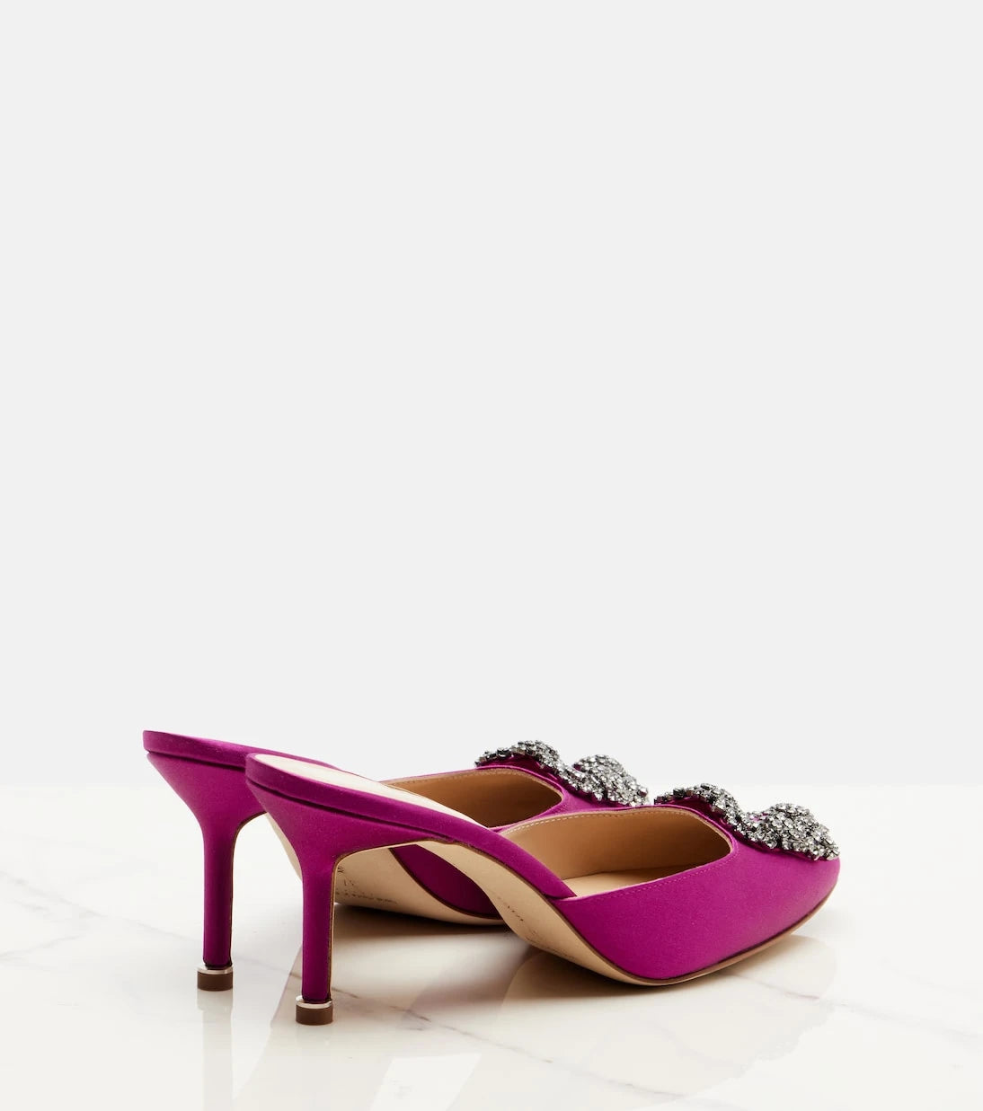 Manolo Blahnik - Hangisimu 70 embellished satin mules