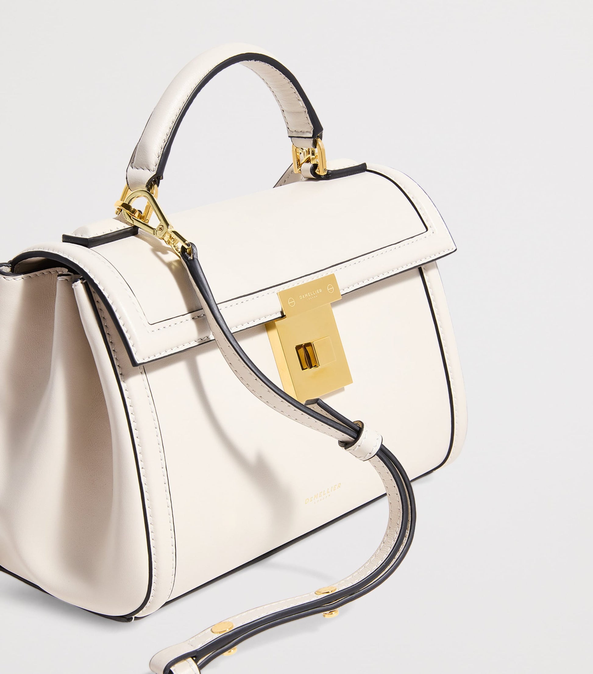 Demellier Ivory Leather Paris Top-Handle Bag