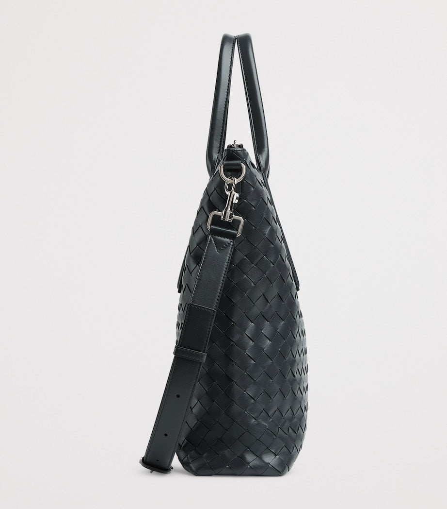 Leather Intrecciato North-South Tote Bag