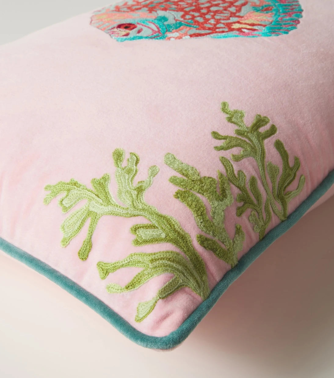 Les-Ottomans - Embroidered cotton velvet cushion