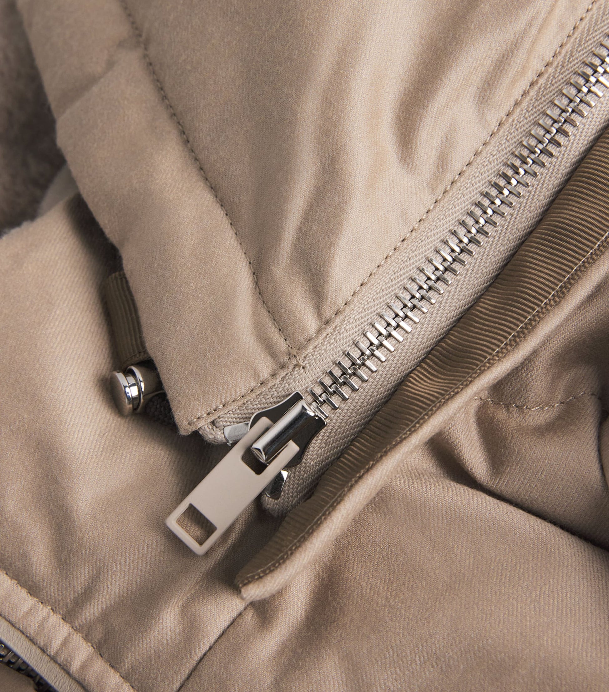 Yves Salomon Brown Wool-Silk Green Storm System Mink-Trim Puffer Jacket