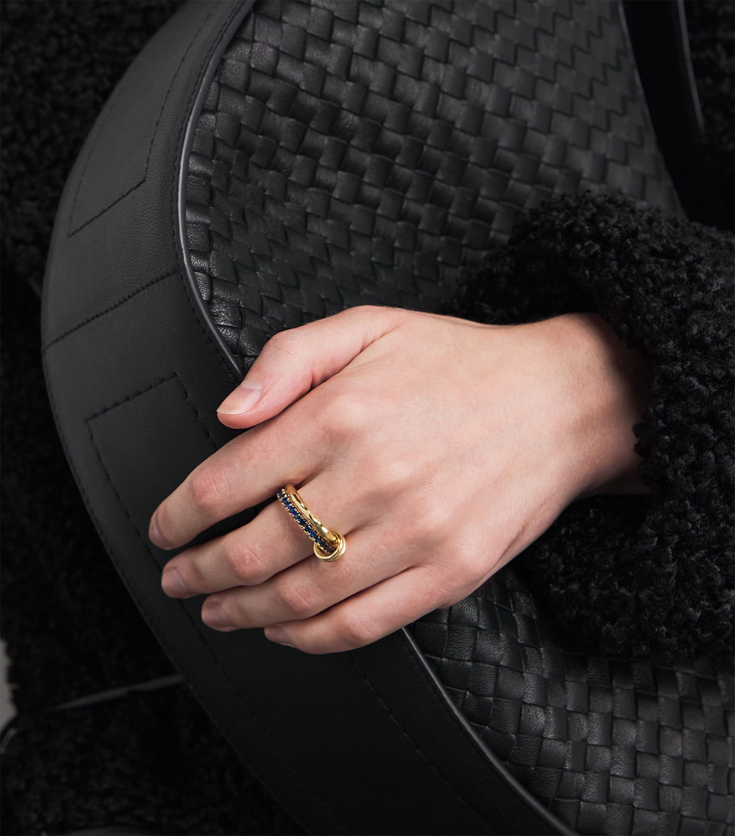 Spinelli Kilcollin Yellow Gold and Sapphire Vetra Vulcan Ring