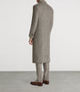 Grey Cashmere Donegal Tweed Double-Breasted Overcoat